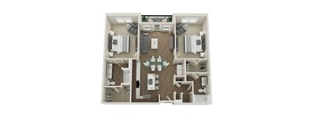 PRESTON Floor Plan at Pointe at Prosperity Village Apartments, Charlotte, 28269