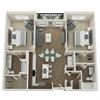 PRESTON Floor Plan PRESTON Floor Plan at Pointe at Prosperity Village Apartments, Charlotte, 28269
