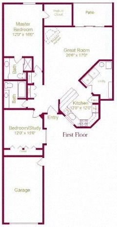 Orchard I Floor Plan at Amberly Apartments, West Bloomfield, MI