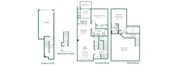 Ellington Floor Plan at Brownstones, Novi, 48377