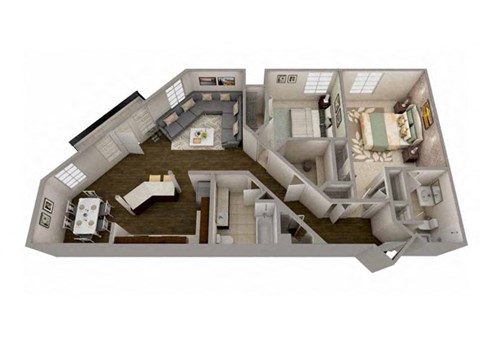 2  Bed   2  Bath   1,100 Sq. Ft Boston Floor Plan at MainCentre, Michigan, 48167