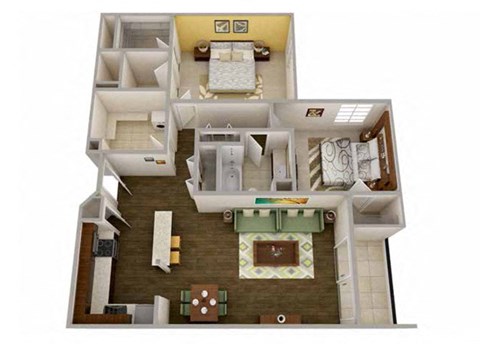 2  Bed   2  Bath   985 Sq. Ft Charleston Floor Plan at MainCentre, Northville, MI