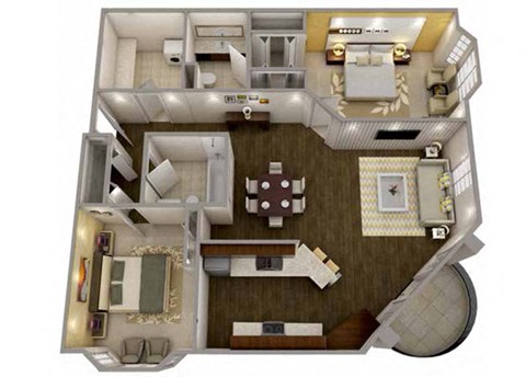 2  Bed   2  Bath   1,100 Sq. Ft. Denver Floor Plan at MainCentre, Michigan
