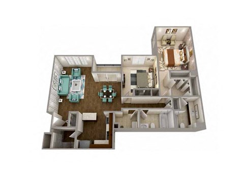 2  Bed   2  Bath   1,070 Sq. Ft. Nashville Floor Plan at MainCentre, Northville, MI, 48167