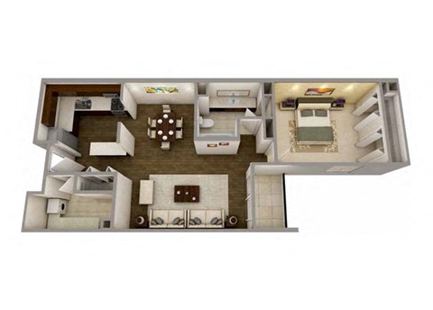 1  Bed   1  Bath   740 Sq. Ft Newport Floor Plan at MainCentre, Michigan