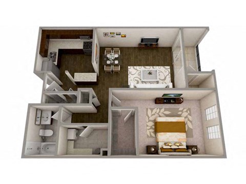 1  Bed   1  Bath   745 Sq. Ft Philadelphia Floor Plan at MainCentre, Northville