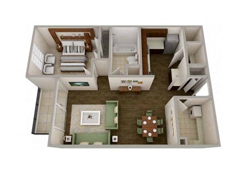 1  Bed   1  Bath   700 Sq. Ft. Providence Floor Plan at MainCentre, Northville, MI