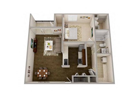 1  Bed   1  Bath   704 Sq. Ft Sacramento Floor Plan at MainCentre, Michigan, 48167