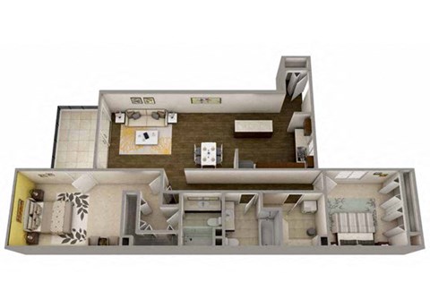 2  Bed   2  Bath   1,100 Sq. Ft. San Francisco Floor Plan at MainCentre, Northville