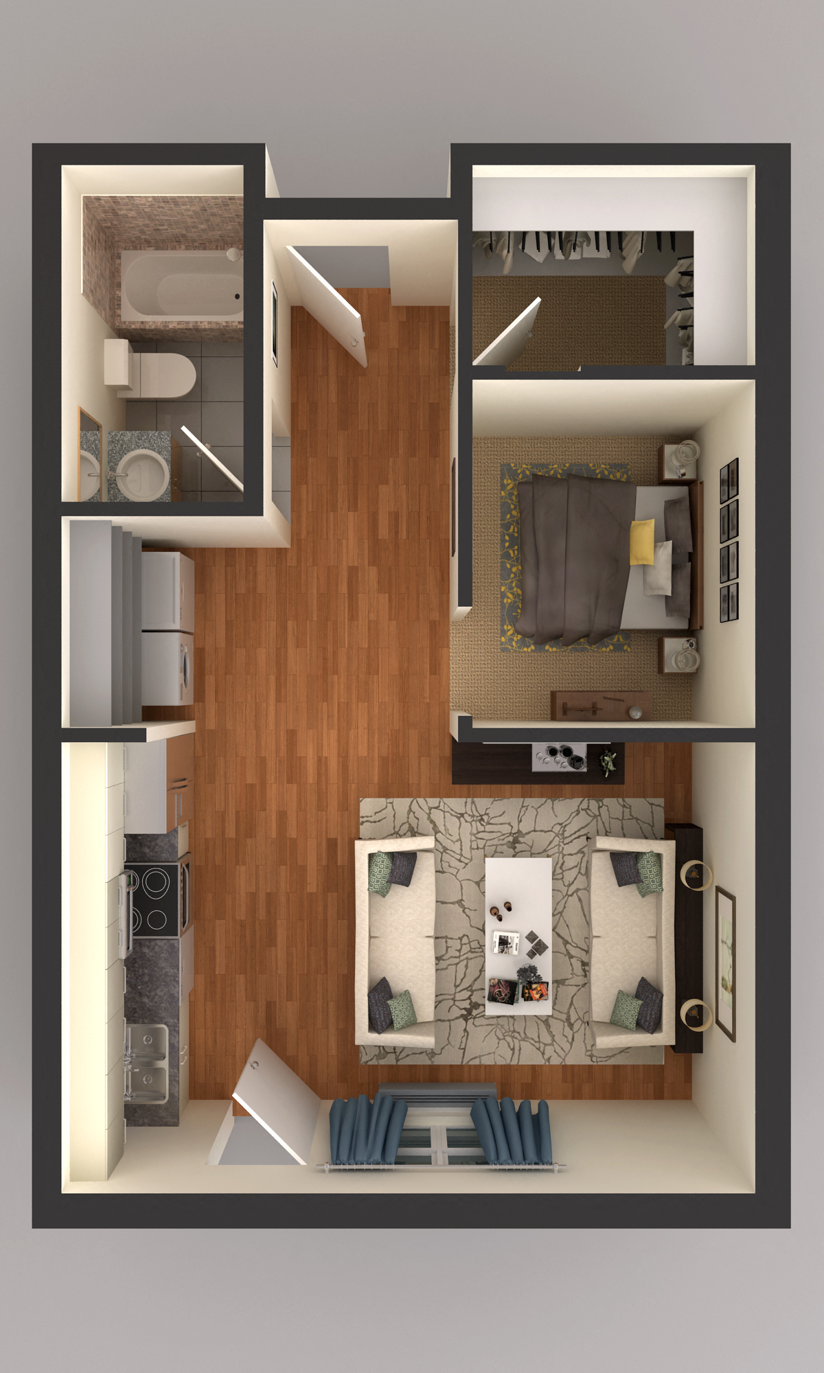 studio floor plan at Upscale Living at the Grand off 45th, Fargo, 58104