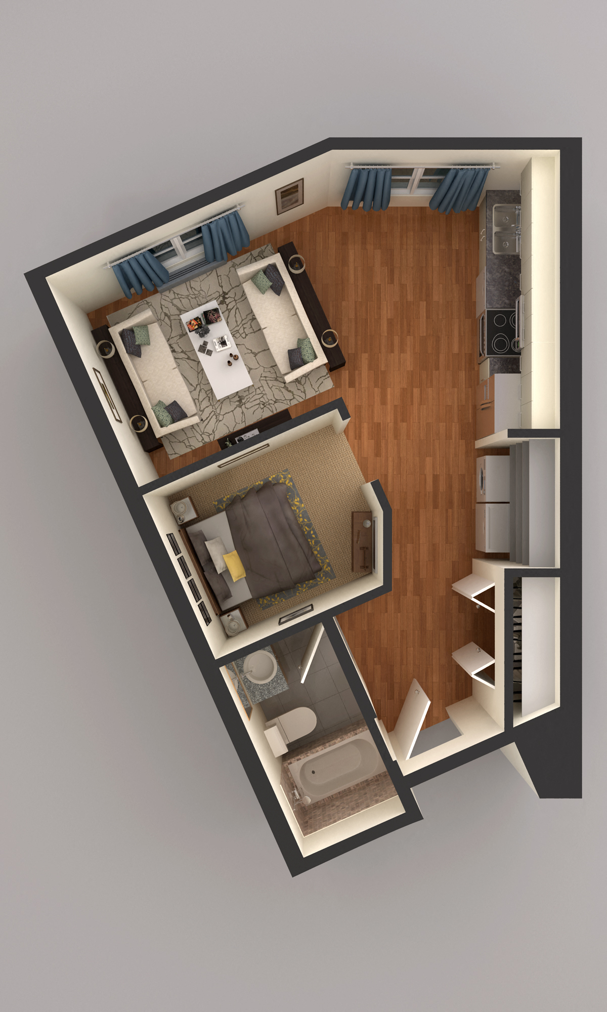 studio floor plan at Upscale Living at the Grand off 45th, Fargo, North Dakota