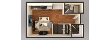 Studio Floor Plan at Upscale Living at the Grand off 45th, Fargo, ND, 58104