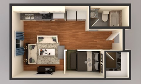 Studio Floor Plan at Upscale Living at the Grand off 45th, Fargo, ND, 58104