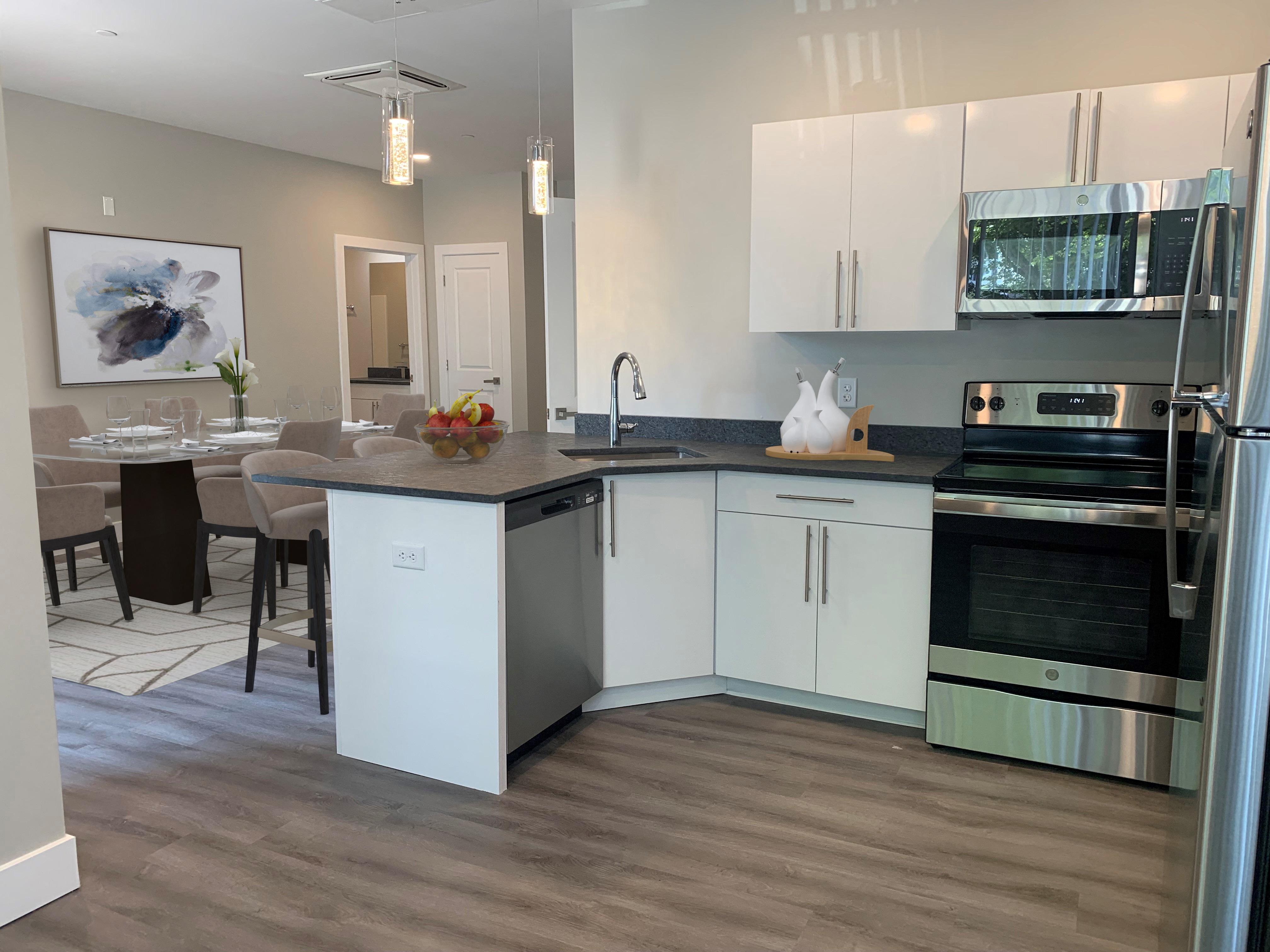 Beautiful newly constructed kitchen and dining area.