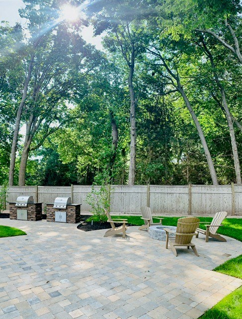 Community grilling station and fire pit.
