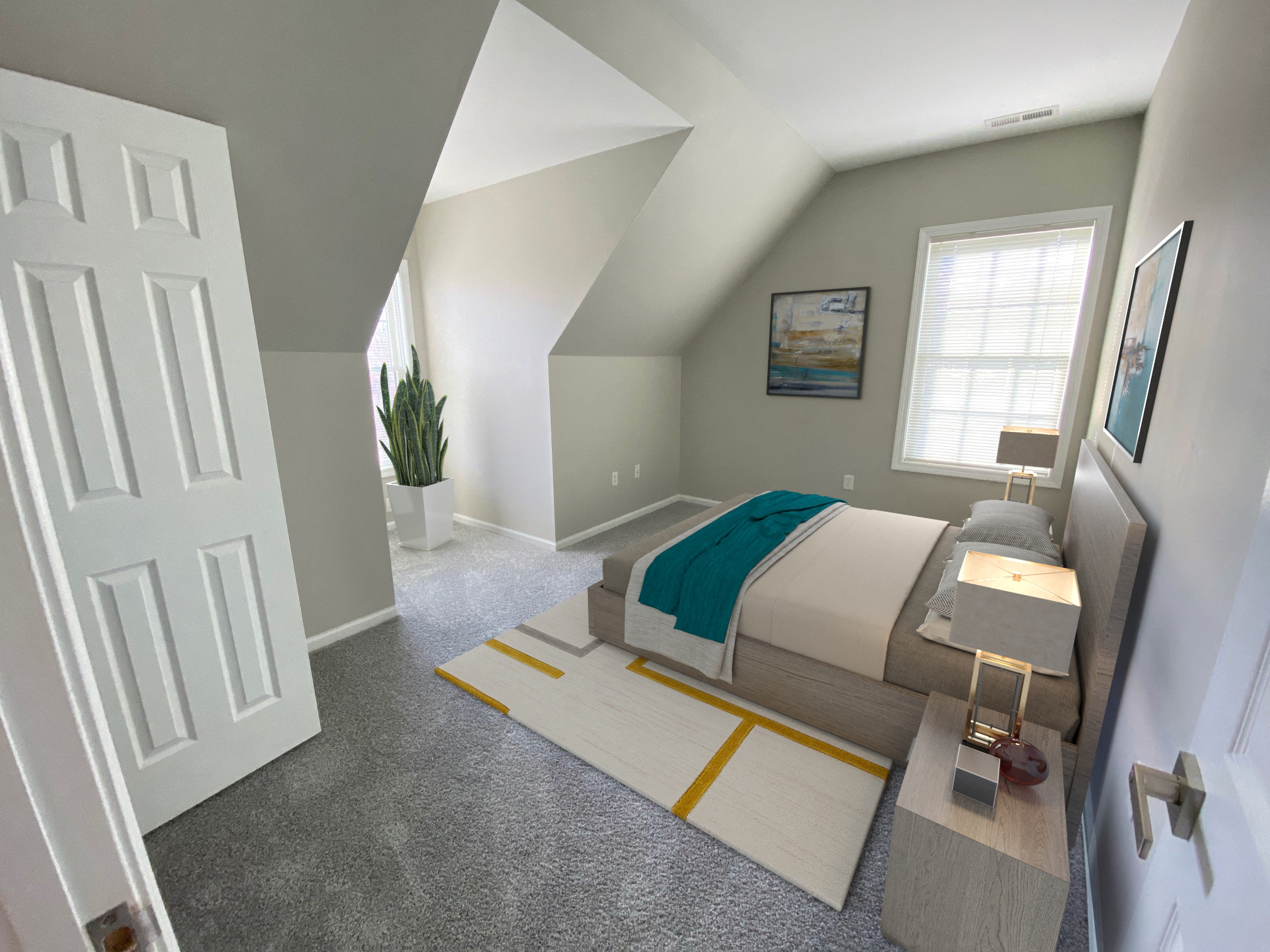 Spacious bedroom with ample natural light