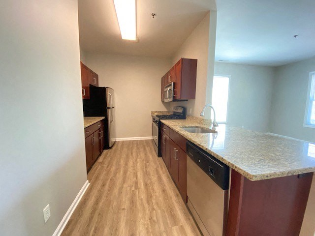 Spacious kitchen view.