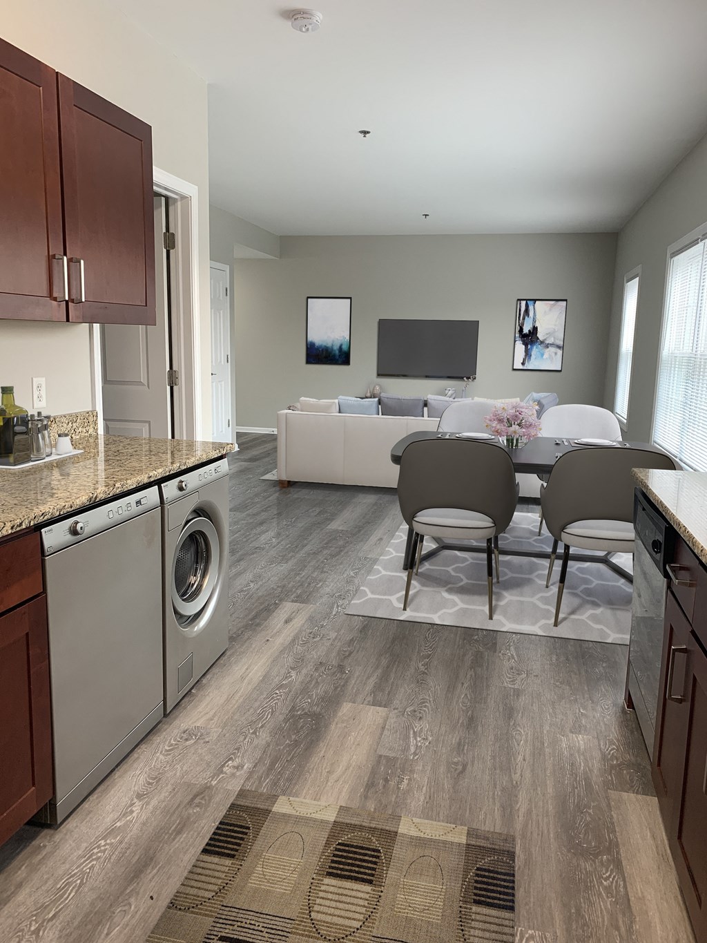 Furnished dining room.