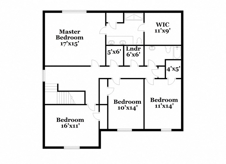 a floor plan of a house with a combination of bedrooms and bathrooms
