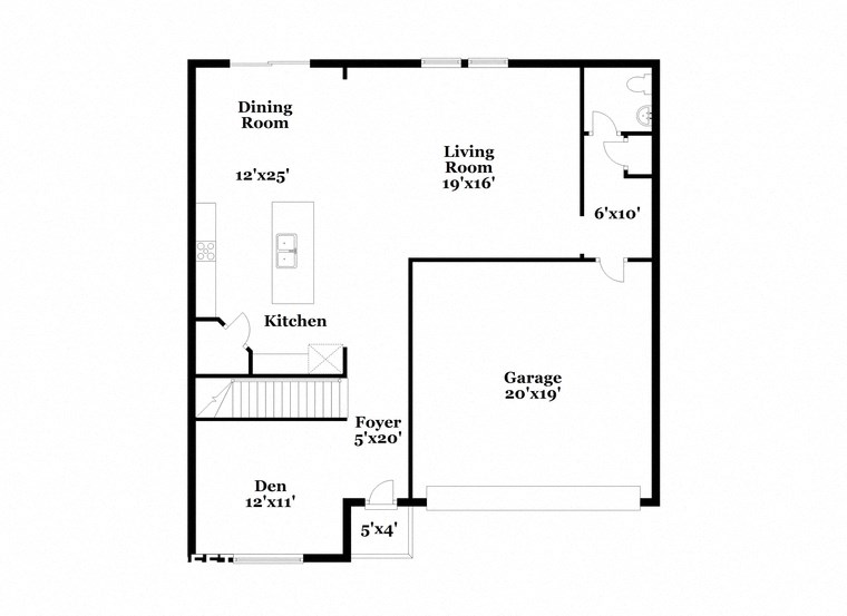 a floor plan of a house with a small footprint