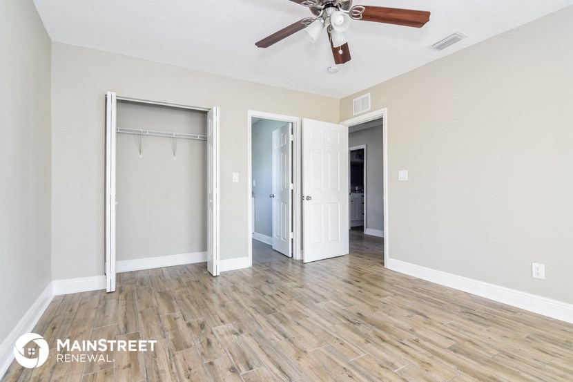 the living room is clean and ready to move in