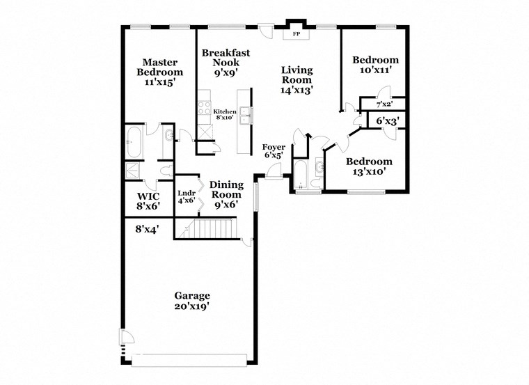 a floor plan of a house with a combination of bedrooms and a living room