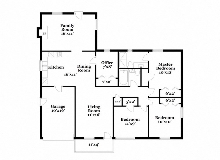 a floor plan of a home with two bedrooms and a living room