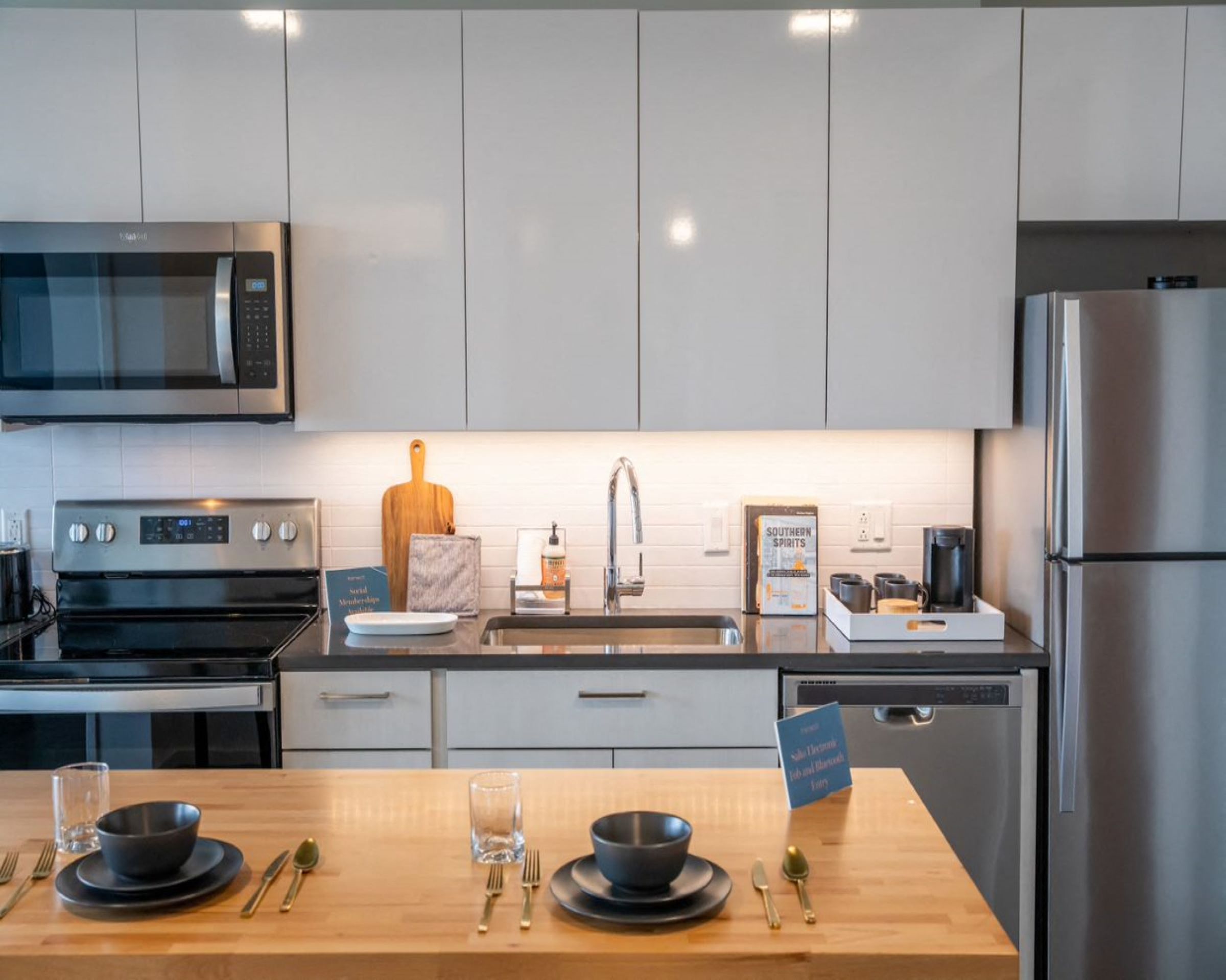 Micro apartments, furnished kitchen Kenect Nashville
