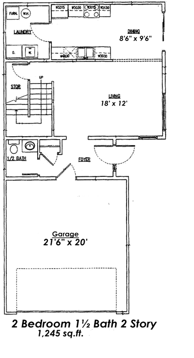 2 Bed 1.5 Bath