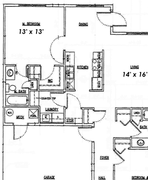 rambler floor plan 2 Bed 2 Bath
