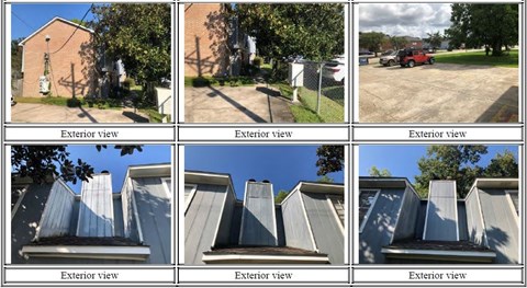 a collage of pictures of awnings on a street