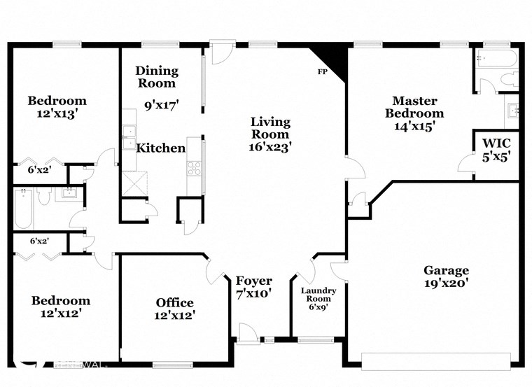 floor plan of the second floor of a house with bedrooms and a living room