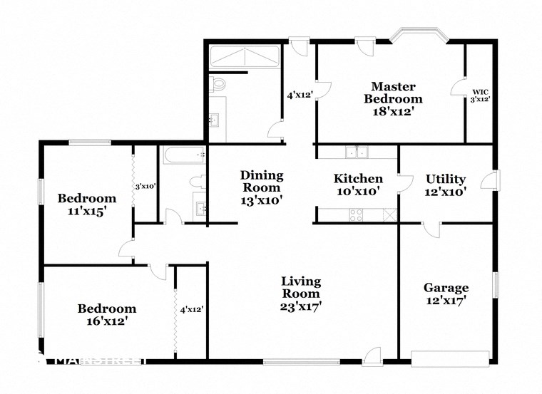 a floor plan of a house with bedrooms and a living room