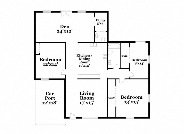floor plan of the second floor of a house with a garage and a car port