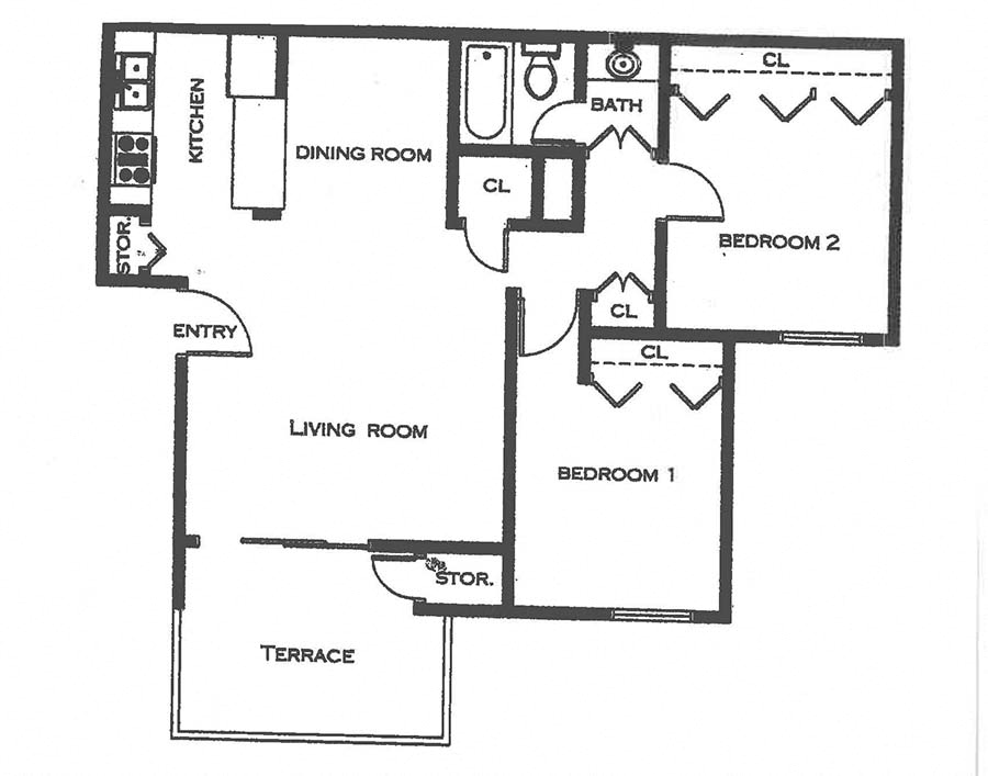 Two bedroom floor plan