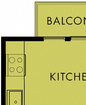 1 bed, 1 bath 677 sq ft