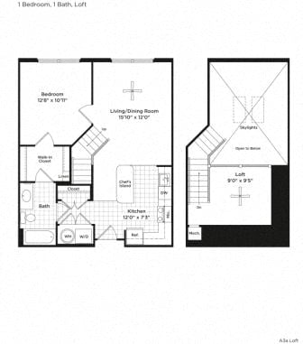 1 bed 1 bath A5al Floor Plan at 800 Carlyle, Alexandria