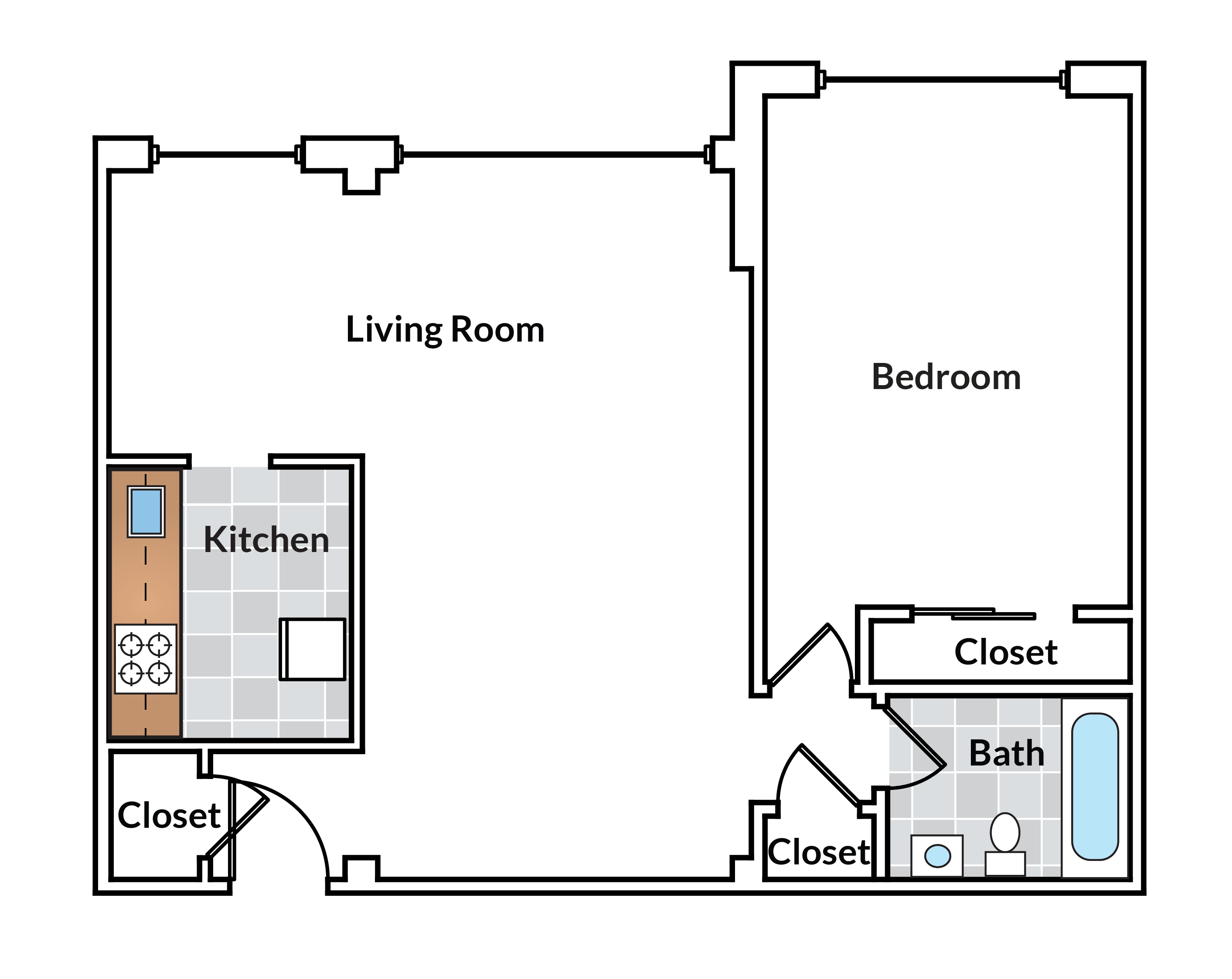 1 Bedroom 12 Tier