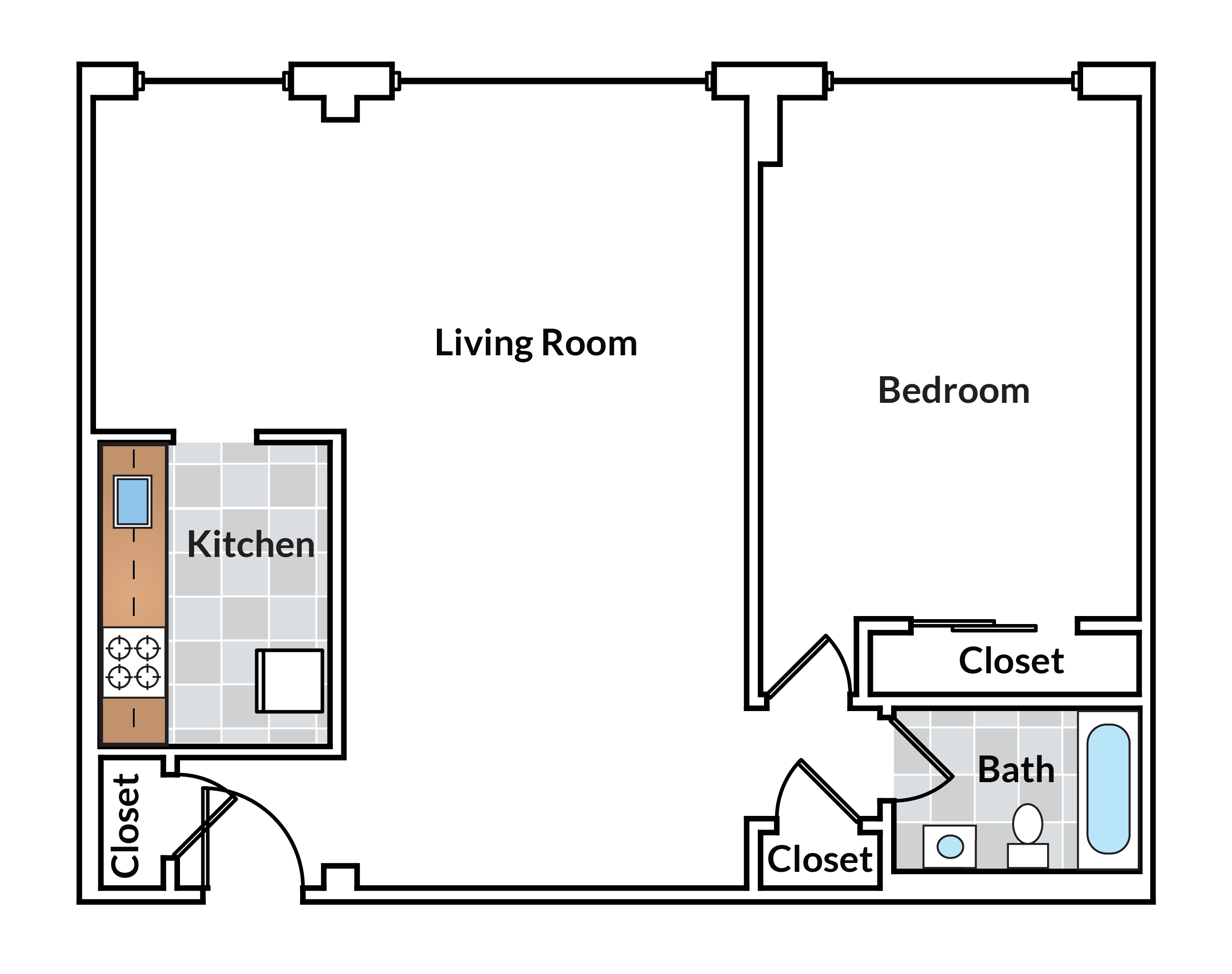 1 Bedroom 15 Tier