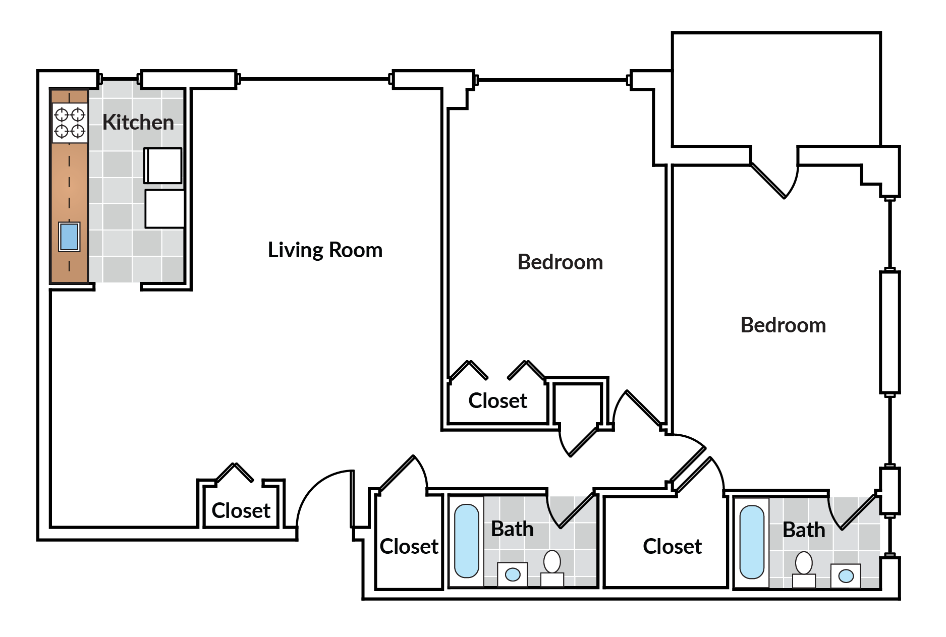 2 Bedroom 2 Bath with Balcony