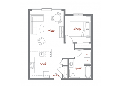 Aspen Floor Plan at Tivalli Apartments, Washington, 98087