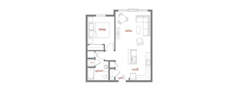 Birch Floor Plan at Tivalli Apartments, Lynnwood, WA, 98087