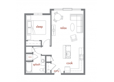 Birch Floor Plan at Tivalli Apartments, Lynnwood, WA, 98087