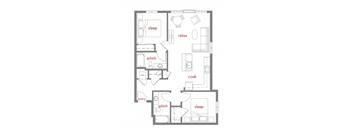 Madrona Floor Plan at Tivalli Apartments, Lynnwood