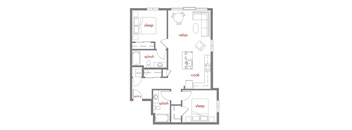 Maple Floor Plan at Tivalli Apartments, Washington