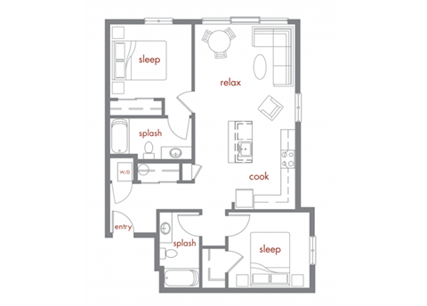 Maple Floor Plan at Tivalli Apartments, Washington