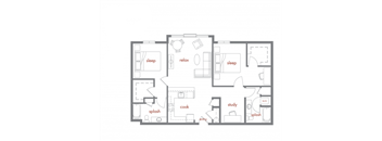 Pine Floor Plan at Tivalli Apartments, Lynnwood, 98087