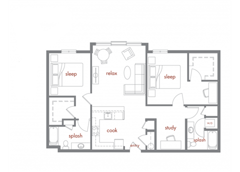 Pine Floor Plan at Tivalli Apartments, Lynnwood, 98087