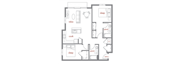 Ponderosa Floor Plan at Tivalli Apartments, Lynnwood, WA, 98087