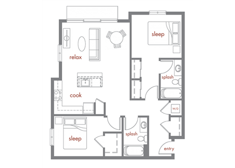 Ponderosa Floor Plan at Tivalli Apartments, Lynnwood, WA, 98087